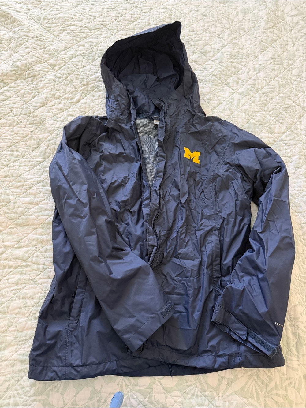 Columbia Navy Rain Jacket with Yellow 'M' Chest Logo